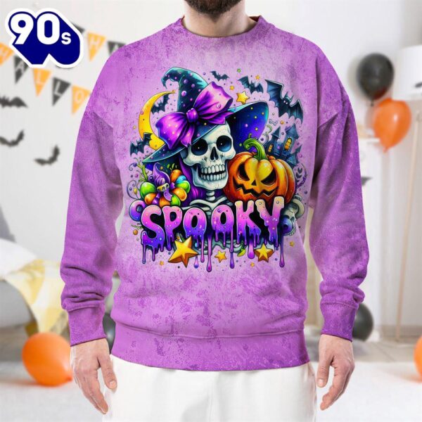 Spooky Witchy Skeleton Halloween 3D Shirt  For Man And Women