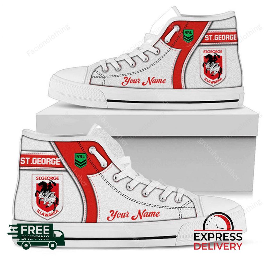 St George Illawarra Dragons NRL Personalized High Top Canvas Shoes St George Illawarra Dragons NRL Personalized High Top Canvas Shoes