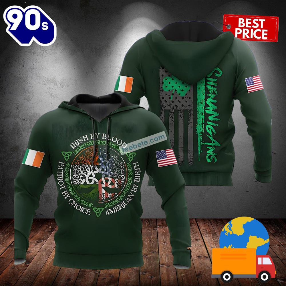 St Patrick Day Irish By Blood Green 3D Cool Hoodie 2025 St Patrick Day Irish By Blood Green 3D Cool Hoodie 2025