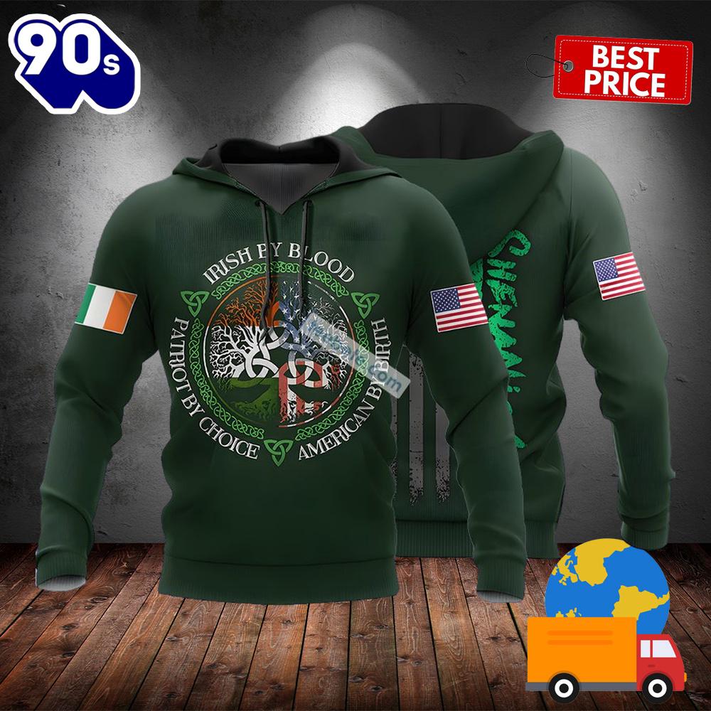 St Patrick Day Irish By Blood Green 3D Cool Hoodie 2025 St Patrick Day Irish By Blood Green 3D Cool Hoodie 2025