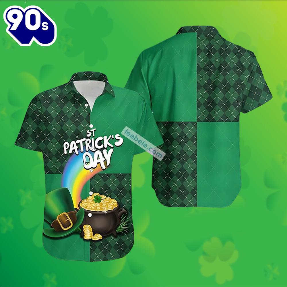 St Patricks Shamrock Pot Of Gold Green Hawaiian Collar Shirt 2025 St Patricks Shamrock Pot Of Gold Green Hawaiian Collar Shirt 2025