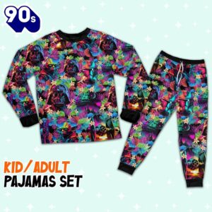 Star Wars Colorful Synthwave Summer Floral Pajamas Set - Movie Cartoon Holiday Pajamas