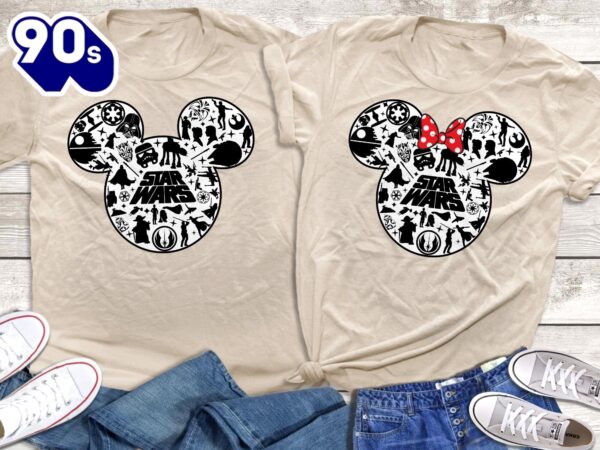Star Wars Mickey and Minnie Couple Shirts Disney Matching Honeymoon Tee