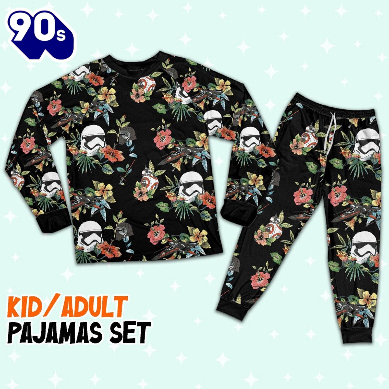 Star Wars Stormtrooper Kylo Ren BB-8 Vintage Floral Pajamas Set - Movie Cartoon Holiday Pajamas Star Wars Stormtrooper Kylo Ren BB-8 Vintage Floral Pajamas Set - Movie Cartoon Holiday Pajamas