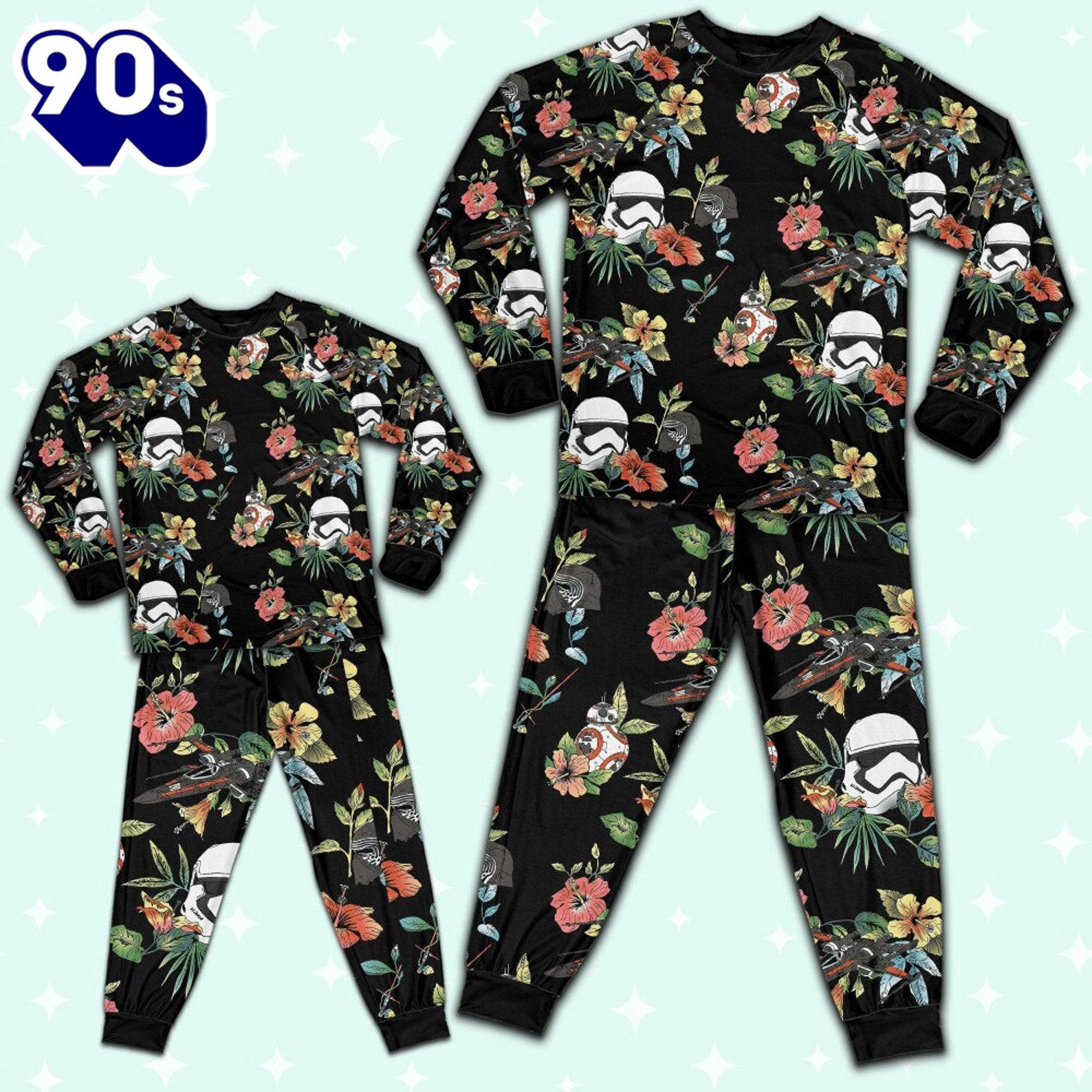 Star Wars Stormtrooper Kylo Ren BB-8 Vintage Floral Pajamas Set - Movie Cartoon Holiday Pajamas Star Wars Stormtrooper Kylo Ren BB-8 Vintage Floral Pajamas Set - Movie Cartoon Holiday Pajamas