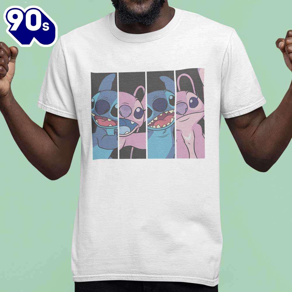 Stitch & Angle Boxed Faces T-Shirt Disney Gift Summer Stitch & Angle Boxed Faces T-Shirt Disney Gift Summer