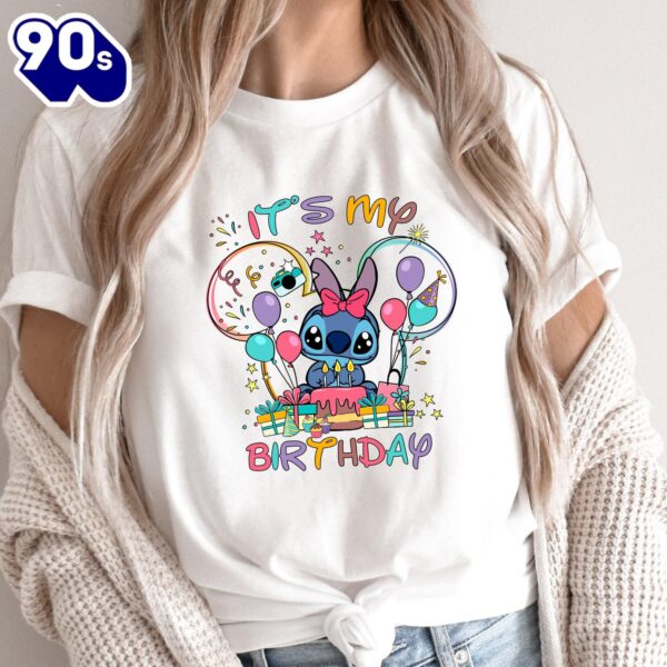 Stitch Birthday Shirt with Mickey Ears Disneyland Party Tee It’s My Birthday Shirt