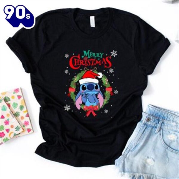 Stitch Merry Christmas Disney Tee Shirt Gift Xmas