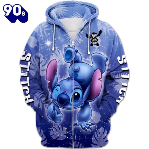 Stitch Ohana Castle Glitter Hoodie And Leggings Combo