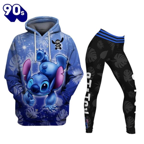Stitch Ohana Castle Glitter Hoodie And Leggings Combo