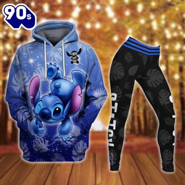 Stitch Ohana Castle Glitter Hoodie And Leggings Combo