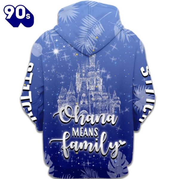 Stitch Ohana Castle Glitter Hoodie And Leggings Combo