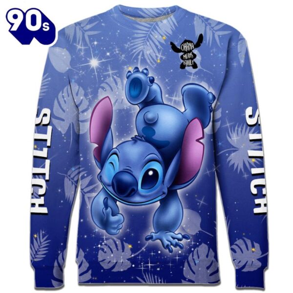Stitch Ohana Castle Glitter Hoodie And Leggings Combo