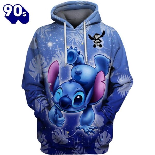 Stitch Ohana Castle Glitter Hoodie And Leggings Combo