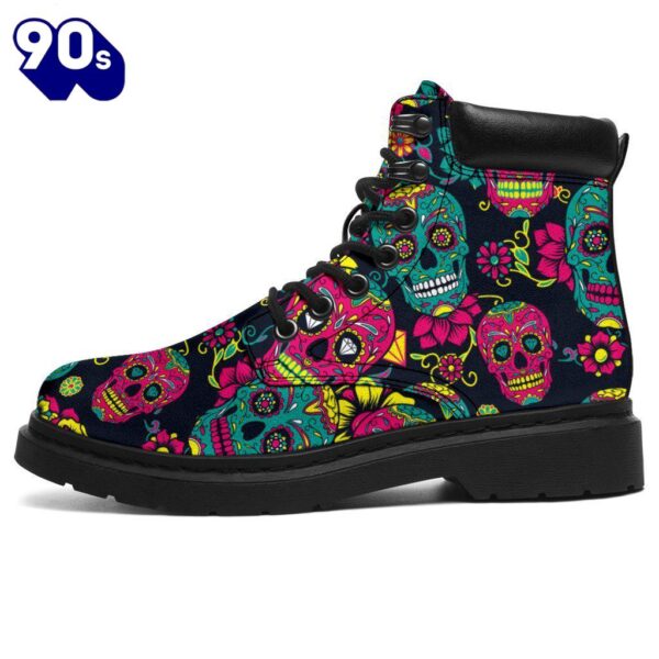Sugar Skull Leather Boots Shoes Gift Idea