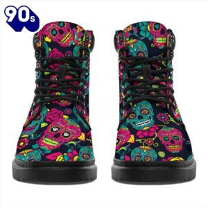 Sugar Skull Leather Boots Shoes Gift Idea