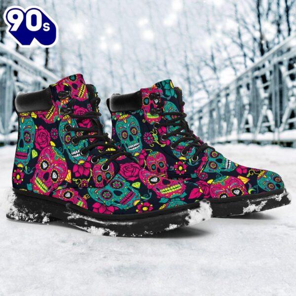Sugar Skull Leather Boots Shoes Gift Idea