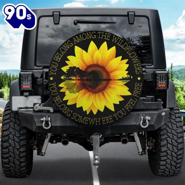 Sunflower Artwork Tire Cover – Wildflowers Tire Cover – Sunflower Tire Cover Car Decor