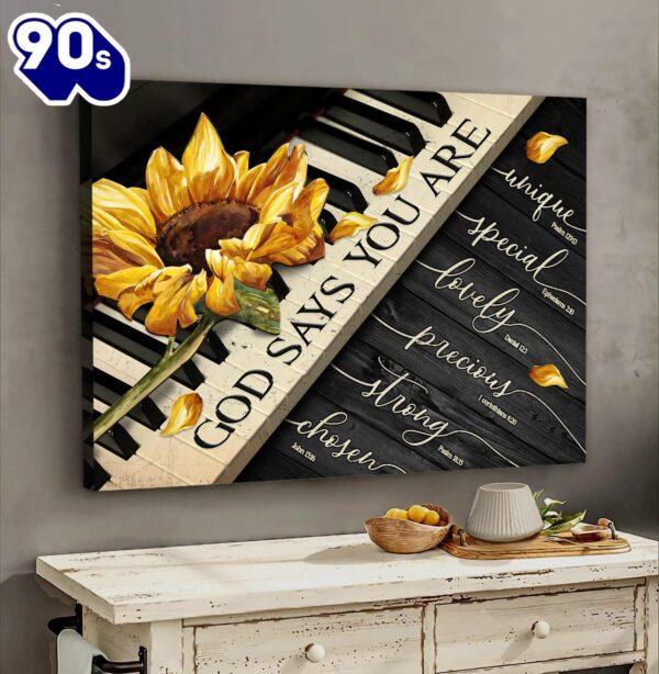 Sunflower On Piano God Says You Are Canvas Wall Art - Musicdope90s