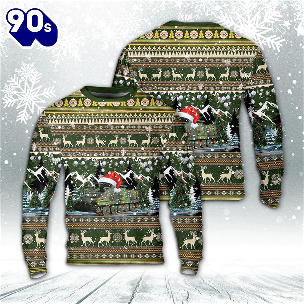 Swedish Army Pansarbandvagn 302 (Pbv 302) Christmas AOP Sweater Swedish Army Pansarbandvagn 302 (Pbv 302) Christmas AOP Sweater
