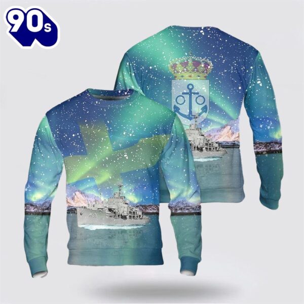 Swedish Navy HMS Alvsnabben (M01) Christmas Sweater 3D – Christmas Gift For Military Personnel