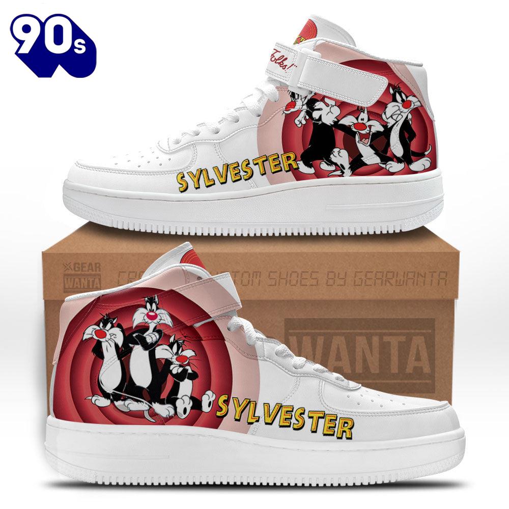 Sylvester James Pussycat High Top Air Force Shoes Custom Looney Tunes Sneakers
