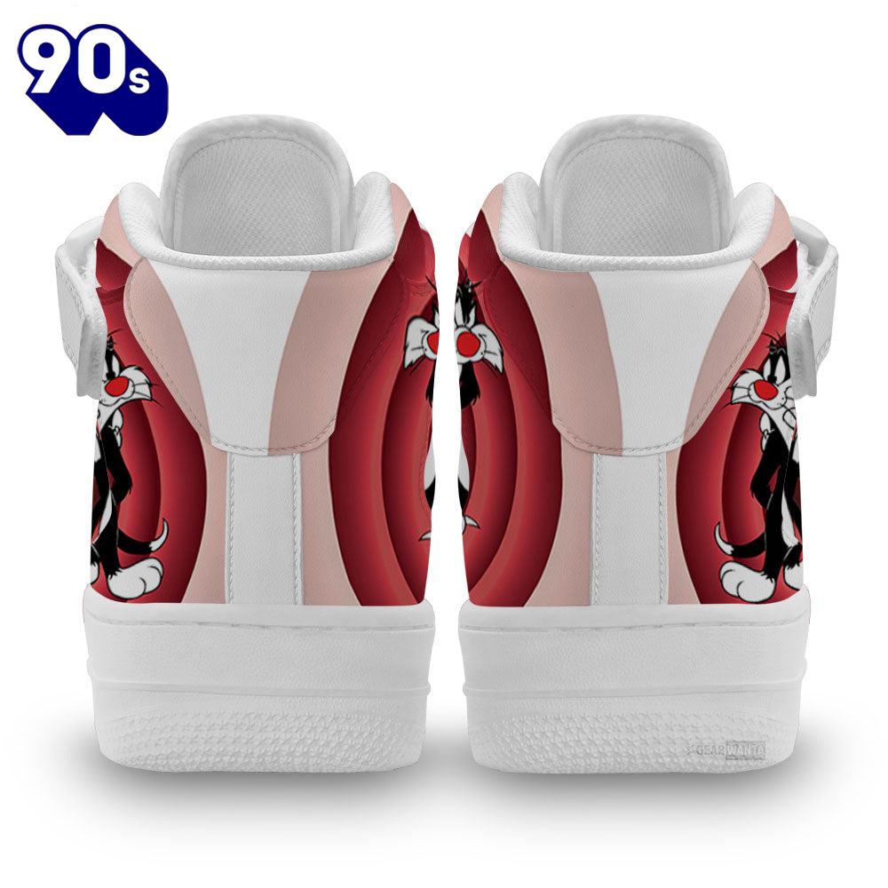 Sylvester James Pussycat High Top Air Force Shoes Custom Looney Tunes Sneakers