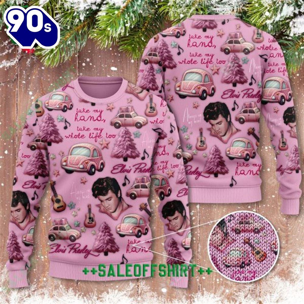 Take My Hand Pink Elvis Presley 3D Ugly Sweater For Everyone Gift Xmas Take My Hand Pink Elvis Presley 3D Ugly Sweater For Everyone Gift Xmas