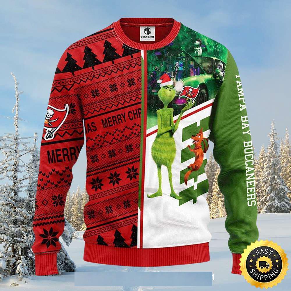 Tampa Bay Buccaneers Grinch And Scooby Ugly Christmas Sweater Tampa Bay Buccaneers Grinch And Scooby Ugly Christmas Sweater