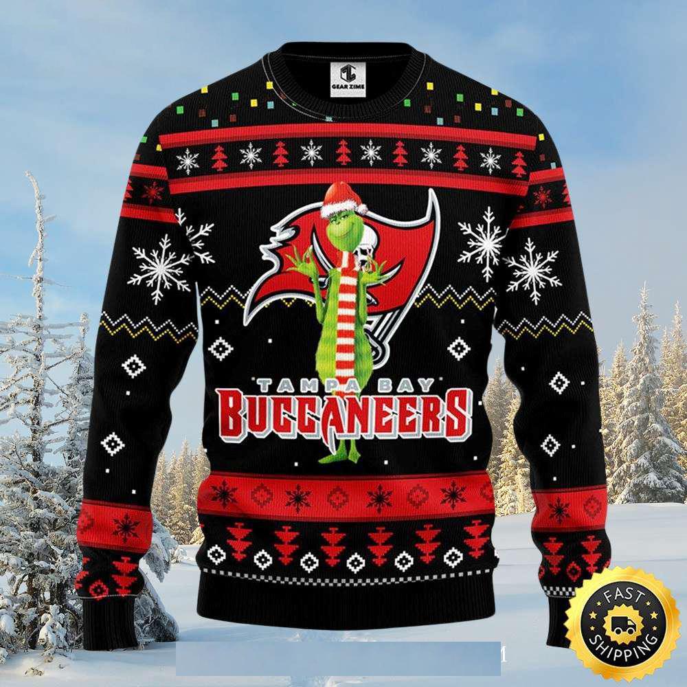 Tampa Bay Buccaneers Grinch Black Festive Ugly Xmas Sweater Tampa Bay Buccaneers Grinch Black Festive Ugly Xmas Sweater