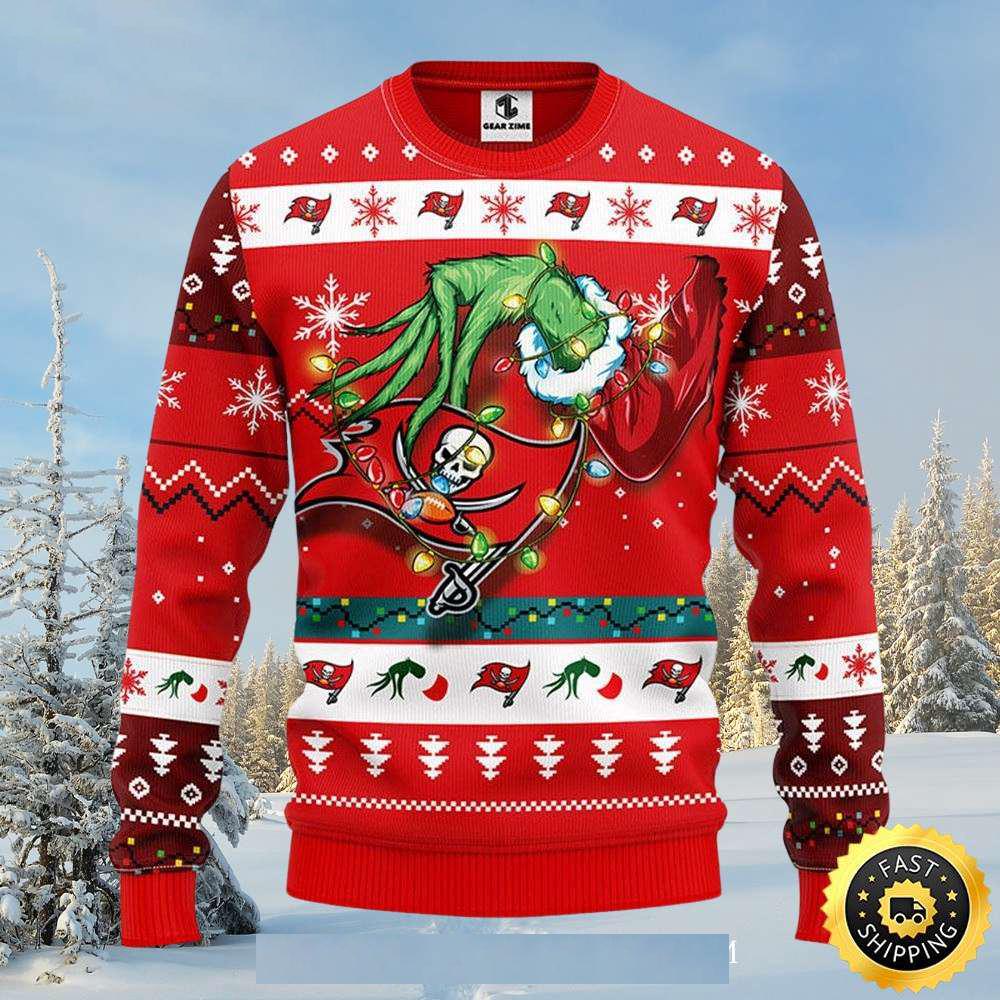 Tampa Bay Buccaneers Grinch Holding Logo Ornament Ugly Xmas Sweater Tampa Bay Buccaneers Grinch Holding Logo Ornament Ugly Xmas Sweater