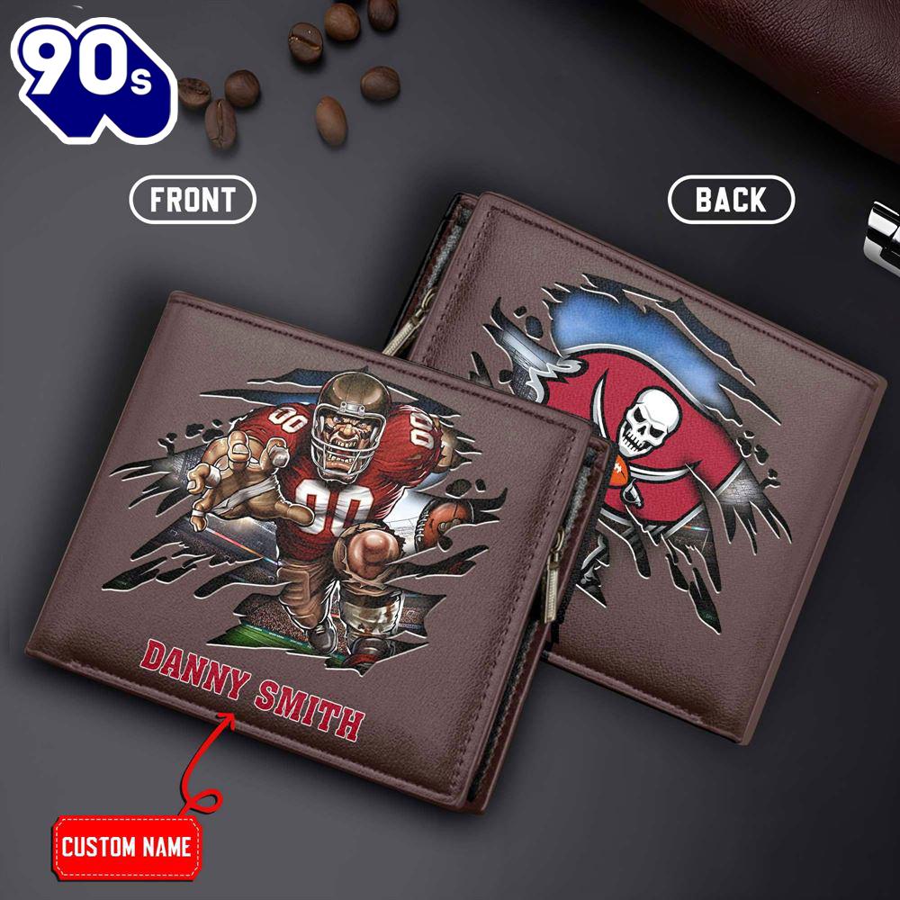 Tampa Bay Buccaneers Men's Leather Wallet Custom Name Tampa Bay Buccaneers Men's Leather Wallet Custom Name