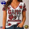 Tampa Bay Buccaneers NFL Football Flowers Team Pride V Neck T Shirt, NFL Fan V Neck Shirt