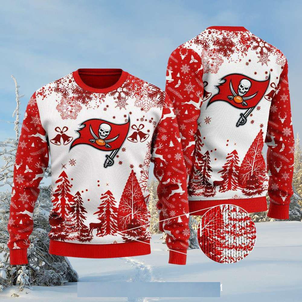 Tampa Bay Buccaneers Red And White Festive Christmas Sweater Tampa Bay Buccaneers Red And White Festive Christmas Sweater