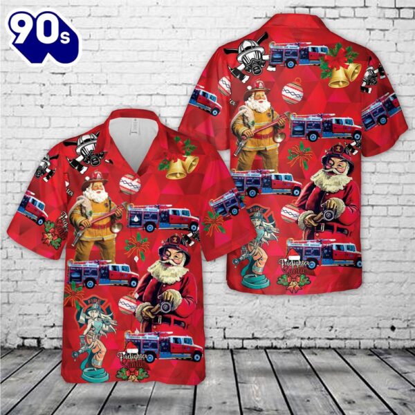 Tasmania Fire Service Freightliner Pumper Christmas Hawaiian Shirt