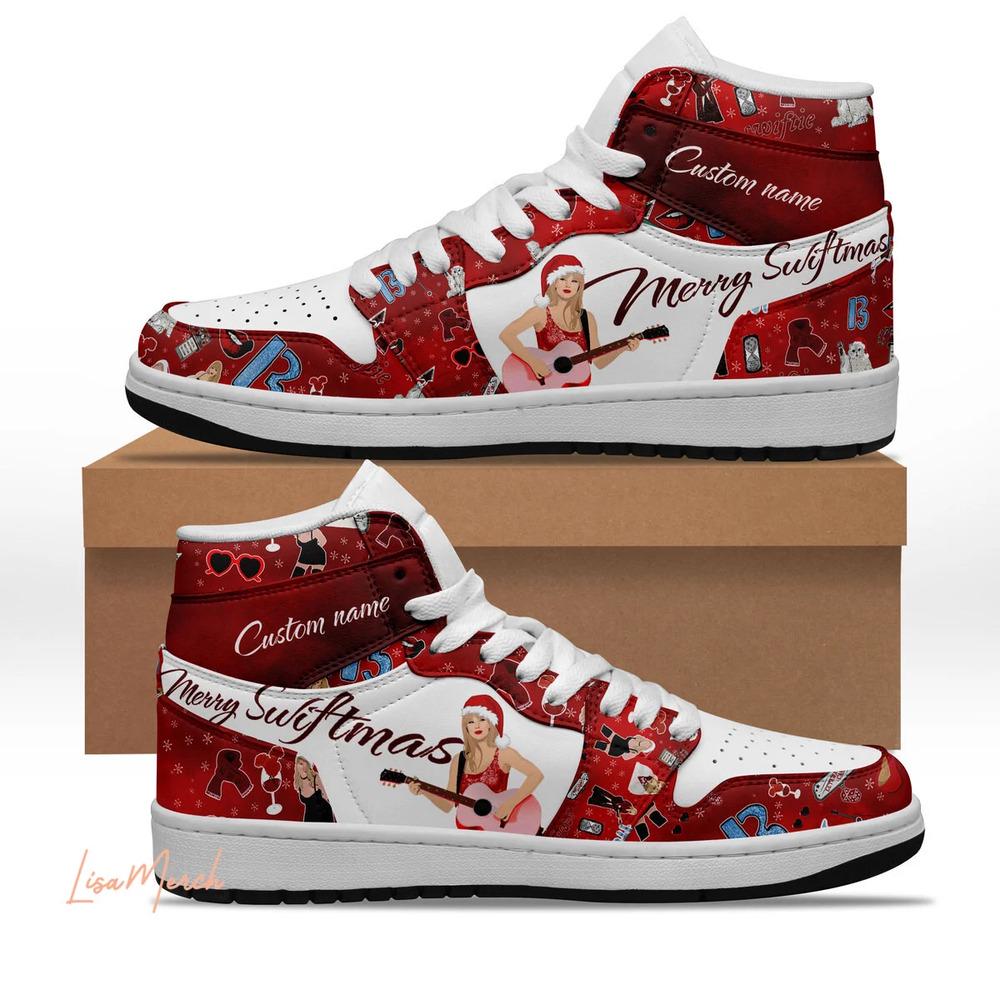 Taylor Swift Merry Swifmas Air Jordan 1 Sneakers AJ1 Shoes Taylor Swift Merry Swifmas Air Jordan 1 Sneakers AJ1 Shoes