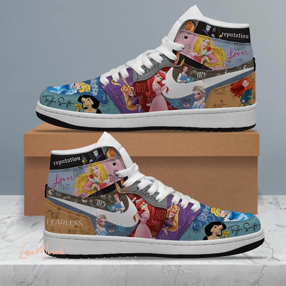 Taylor Swift On Disney Princess Air Jordan 1 Sneakers AJ1 Shoes Taylor Swift On Disney Princess Air Jordan 1 Sneakers AJ1 Shoes