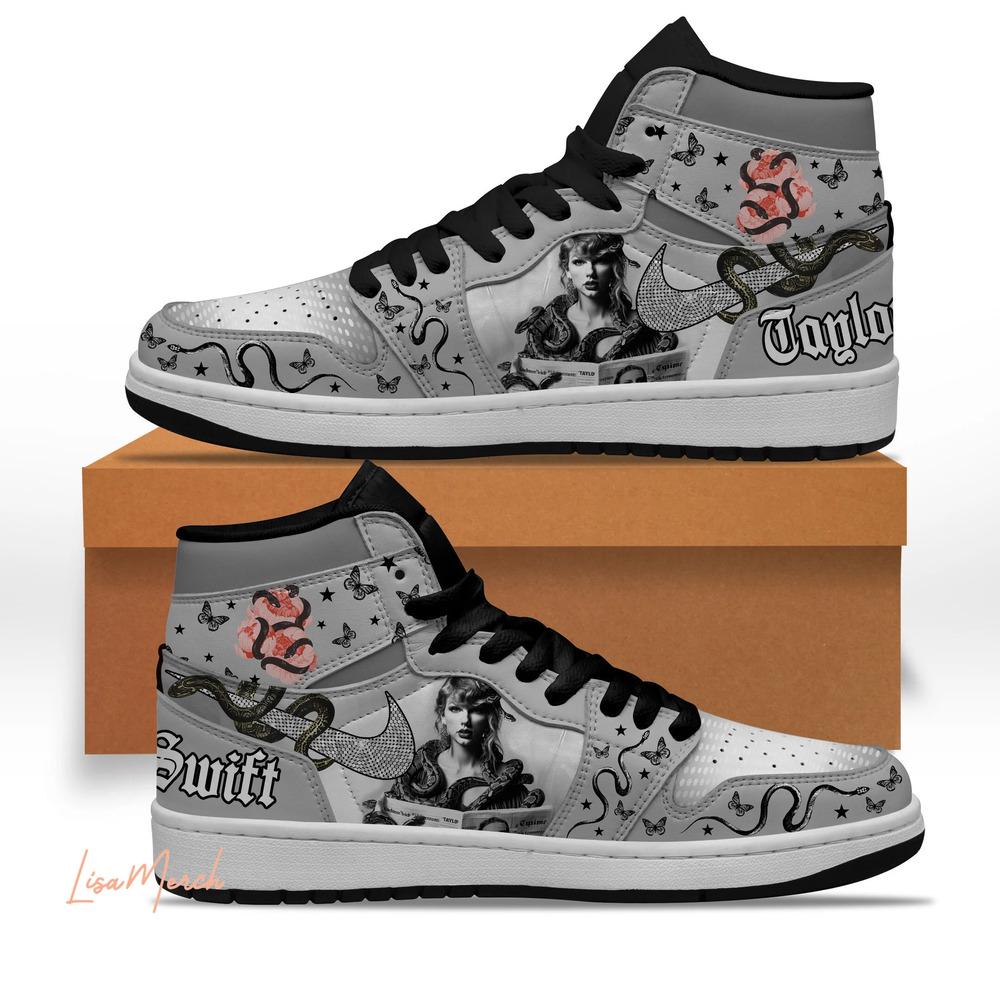Taylor Swift Reputation Era Snake Air Jordan 1 Sneakers AJ1 Shoes Taylor Swift Reputation Era Snake Air Jordan 1 Sneakers AJ1 Shoes
