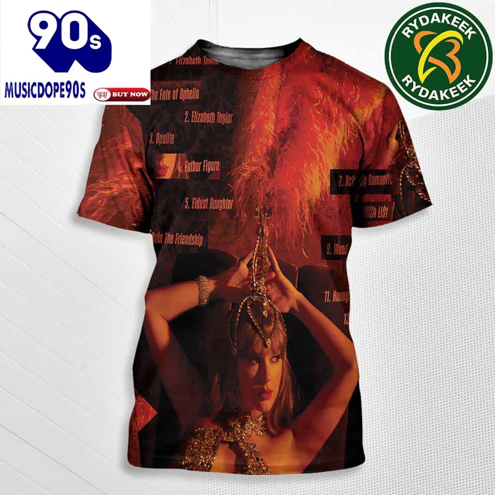 Taylor Swift The Life of a Showgirl in 2025 Album wirh A Showgirl Headdress on October 3 2025 All Over Print T-Shirt Taylor Swift The Life of a Showgirl in 2025 Album wirh A Showgirl Headdress on October 3 2025 All Over Print T-Shirt