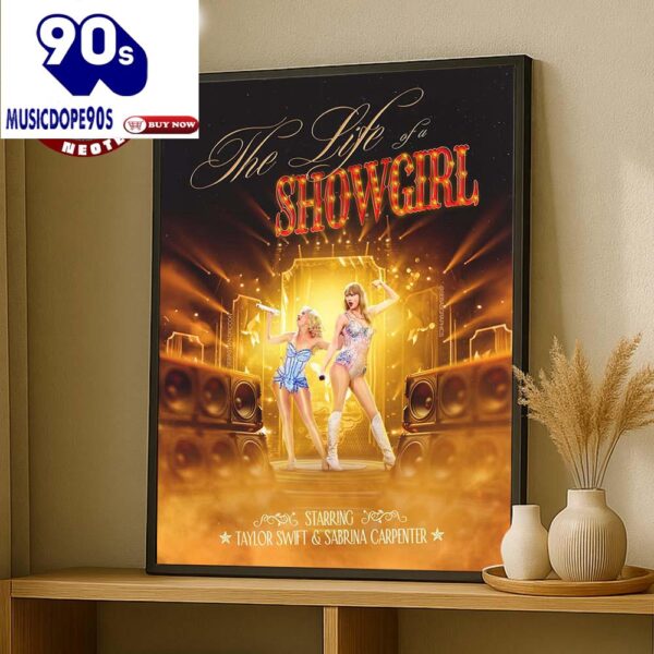 Taylor Swift With Sabrina Carpenter Poster With Album The Life of a Showgirl Stage In Las Vegas Canvas