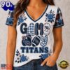 Tennessee Titans NFL Football Flowers Team Pride V Neck T Shirt, NFL Fan V Neck Shirt