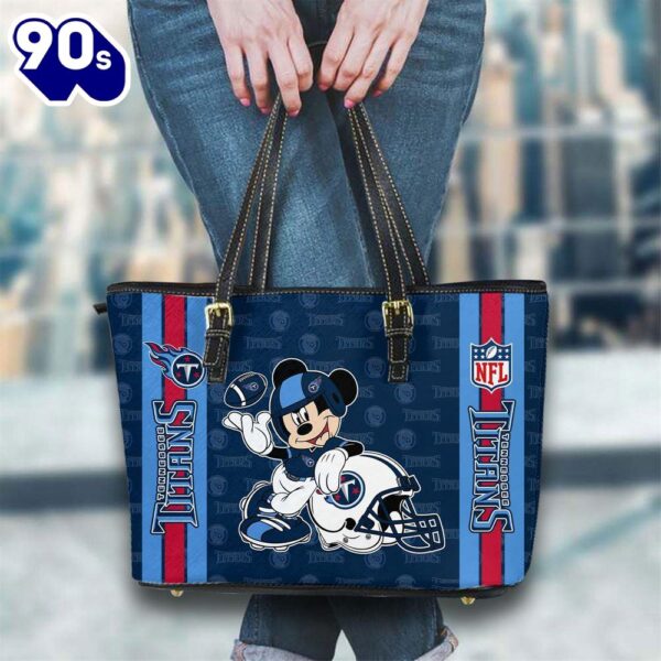 Tennessee Titans NFL Mickey Women Leather Tote Bag