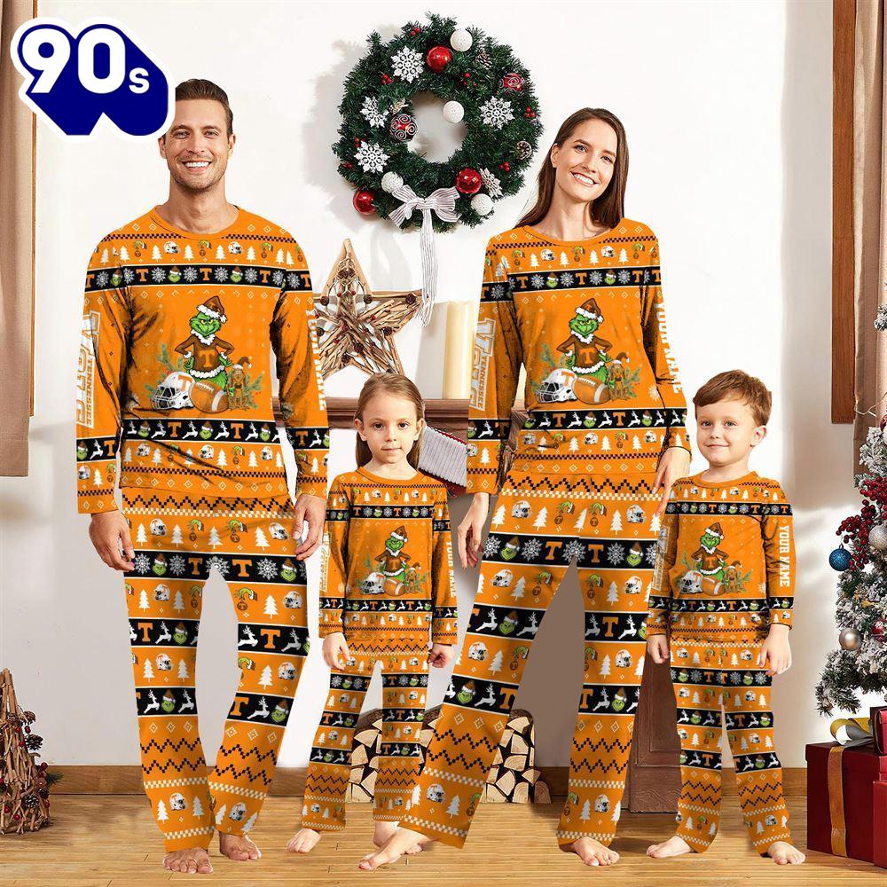 Tennessee Volunteers NCAA Custom Name Grinch Christmas And Sport Team Pajama Set Gift Christmas Tennessee Volunteers NCAA Custom Name Grinch Christmas And Sport Team Pajama Set Gift Christmas