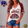 Texas A&M Aggies NCAA Floral Stadium Bow V Neck 3D T Shirt, Trending NCAA V Neck