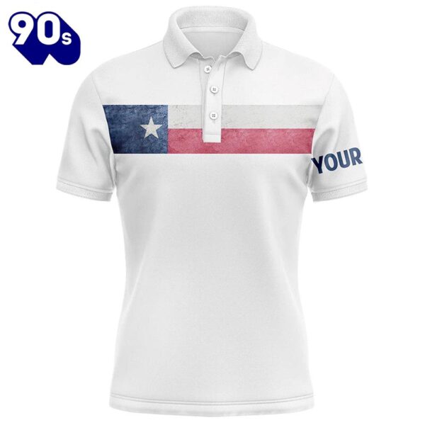 Texas Flag White Mens Golf Polo Shirts Custom Patriotic Golf Tops   Gift Christmas