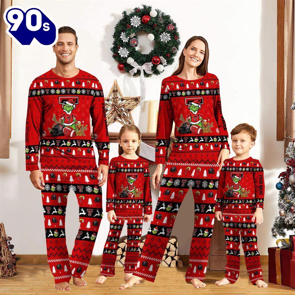 Texas Tech Red Raiders NCAA Custom Name Grinch Christmas And Sport Team Pajama Set Gift Christmas Texas Tech Red Raiders NCAA Custom Name Grinch Christmas And Sport Team Pajama Set Gift Christmas