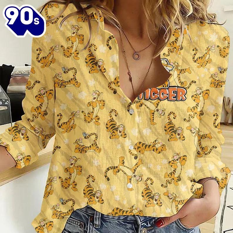 Tigger Linen-Look Shirt, Winnie The Pooh Women Shirt Tigger Linen-Look Shirt, Winnie The Pooh Women Shirt