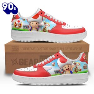 Toad Super Mario Air Sneakers Custom For Gamer Shoes