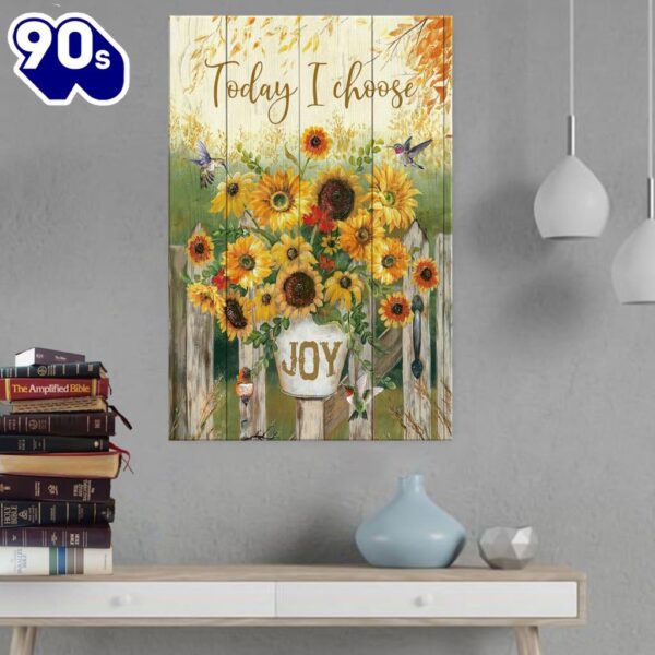Today I Choose Joy Hummingbird Sunflower Canvas Wall Art