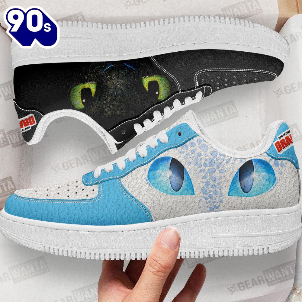 Toothless & Light Fury Air Sneakers Custom How To Train Your Dragon Cartoon Shoes Toothless & Light Fury Air Sneakers Custom How To Train Your Dragon Cartoon Shoes
